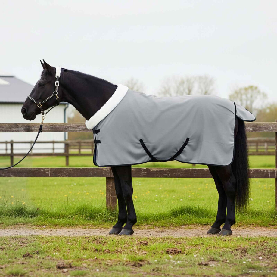 vidaXL Paardendeken Volledig Donkergroen 115 cm Polar fleece afbeelding 1