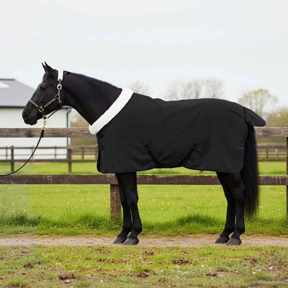 vidaXL Paardendeken Zwart 105 cm Polar fleece afbeelding 1