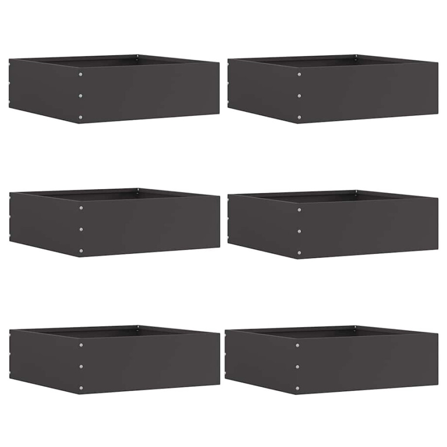 vidaXL Tuinrand 6 pcs Zwart 40 x 40 x 13 cm Staal afbeelding 1