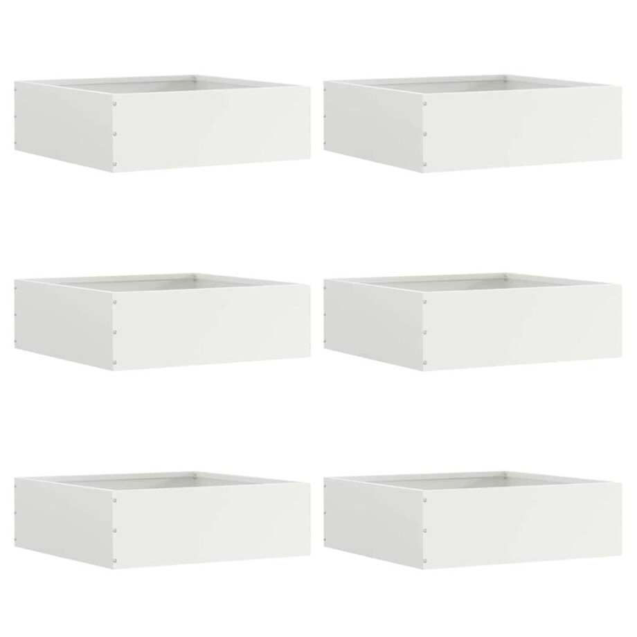vidaXL Tuinrand 6 pcs Wit 40 x 40 x 13 cm Staal vidaXL Tuinrand 6 pcs Wit 40 x 40 x 13 cm Staal afbeelding 1