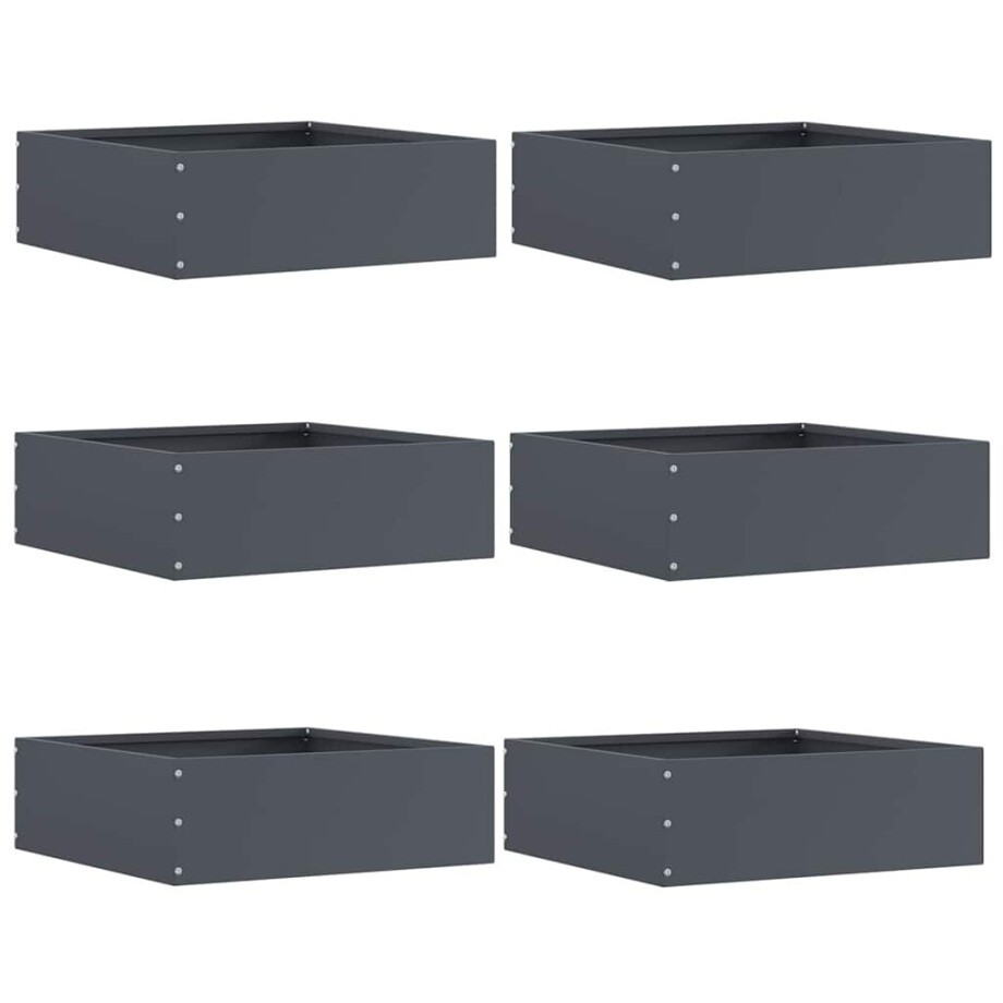 vidaXL Tuinrand 6 pcs Antraciet 40 x 40 x 13 cm Staal vidaXL Tuinrand 6 pcs Antraciet 40 x 40 x 13 cm Staal afbeelding 1