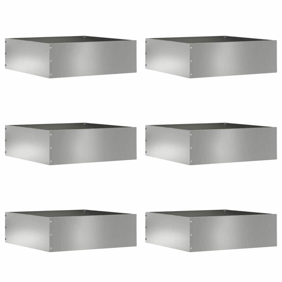 vidaXL Tuinrand 6 pcs Zilver 40 x 40 x 13 cm Gegalvaniseerd staal afbeelding 1