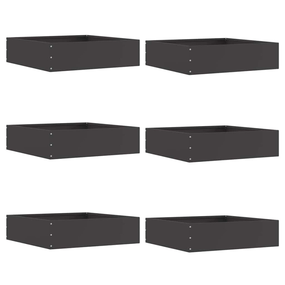 vidaXL Tuinrand 6 pcs Zwart 50 x 50 x 13 cm Staal vidaXL Tuinrand 6 pcs Zwart 50 x 50 x 13 cm Staal afbeelding 1