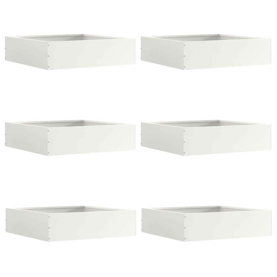 vidaXL Tuinrand 6 pcs Wit 50 x 50 x 13 cm Staal afbeelding 1