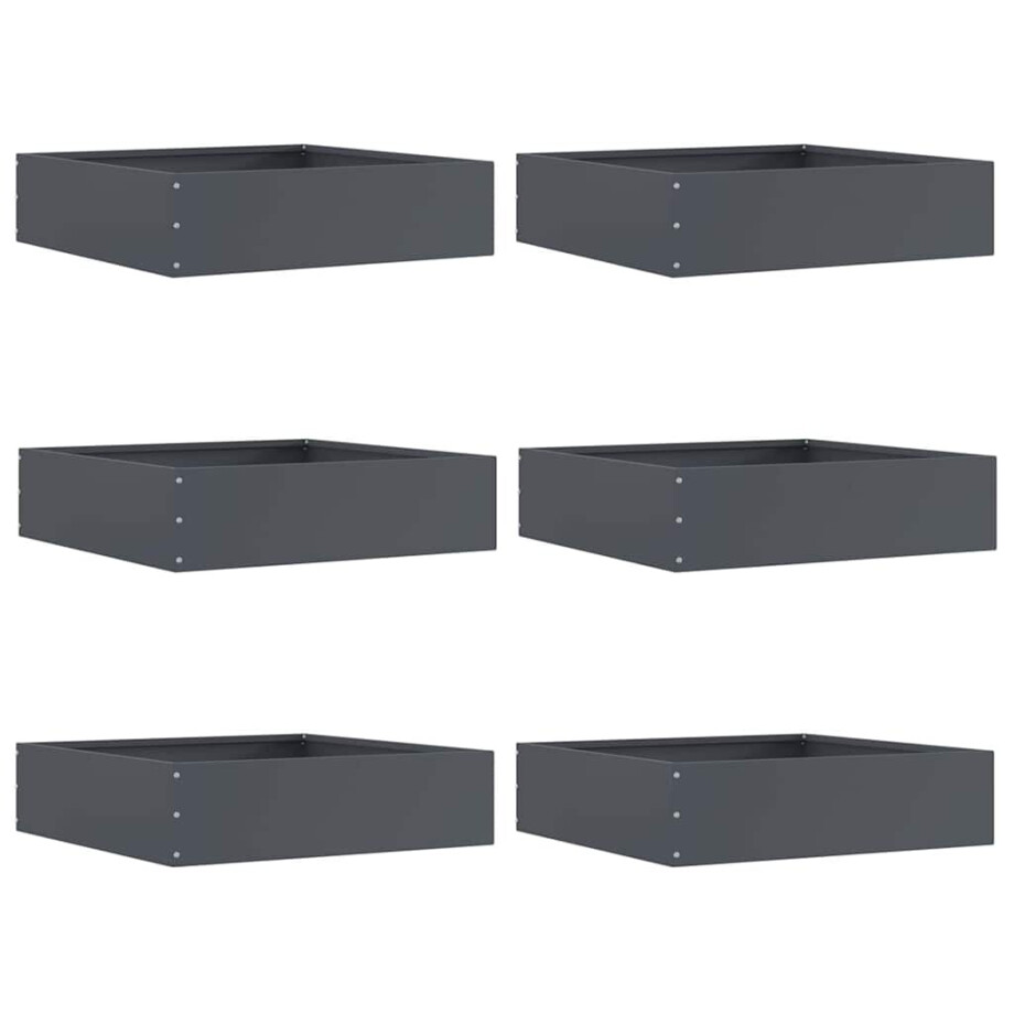 vidaXL Tuinrand 6 pcs Antraciet 50 x 50 x 13 cm Staal vidaXL Tuinrand 6 pcs Antraciet 50 x 50 x 13 cm Staal afbeelding 1