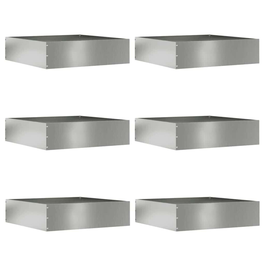 vidaXL Tuinrand 6 pcs Zilver 50 x 50 x 13 cm Gegalvaniseerd staal afbeelding 1