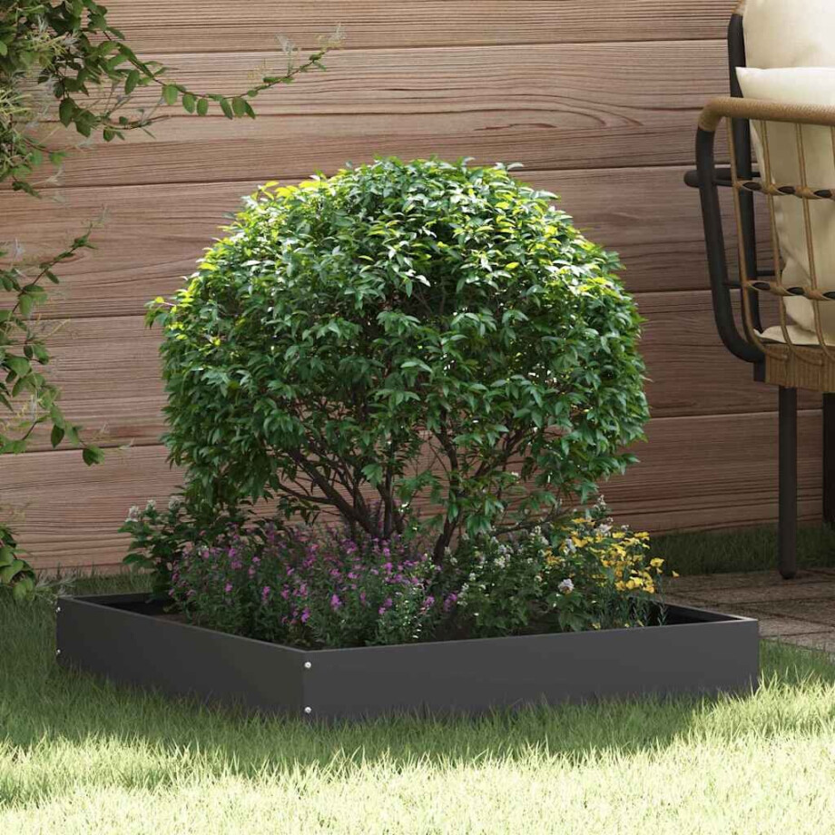 vidaXL Tuinrand 6 pcs Zwart 60 x 60 x 13 cm Staal vidaXL Tuinrand 6 pcs Zwart 60 x 60 x 13 cm Staal afbeelding 1
