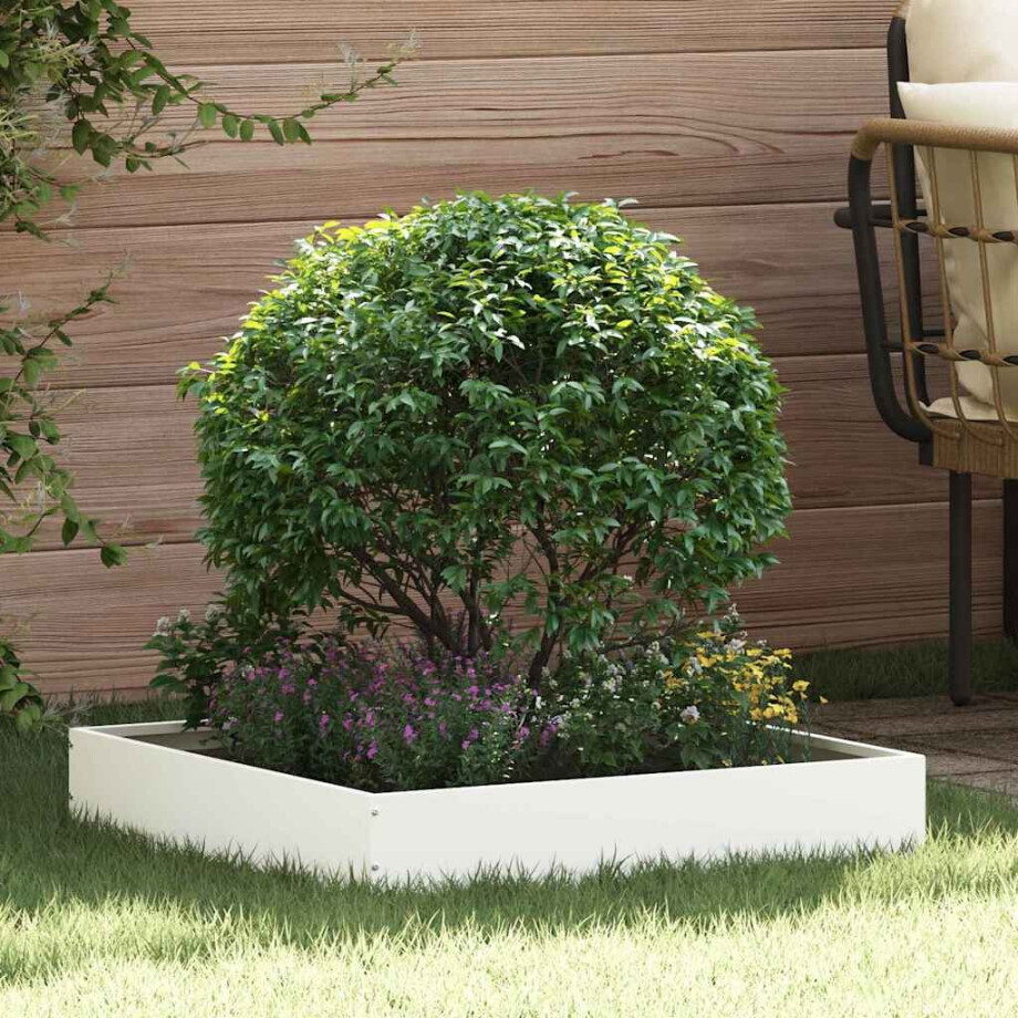 vidaXL Tuinrand Wit 60 x 60 x 13 cm Staal vidaXL Tuinrand Wit 60 x 60 x 13 cm Staal afbeelding 1