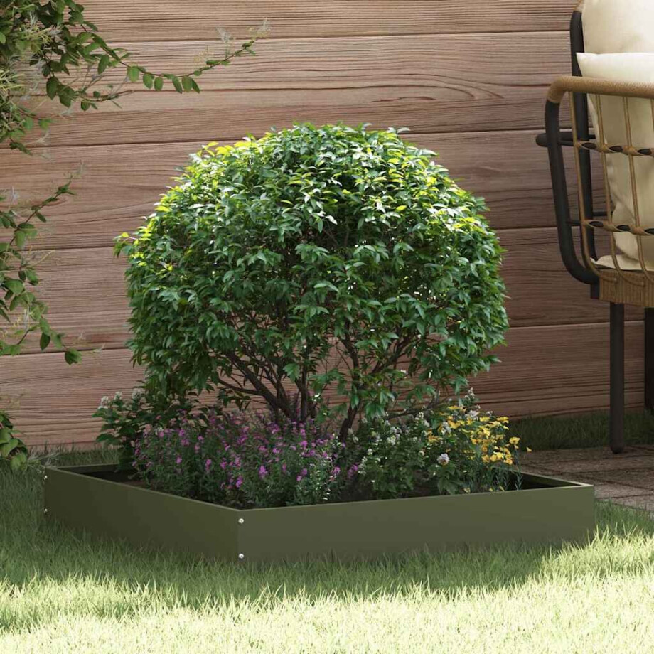 vidaXL Tuinrand Olijf Groen 60 x 60 x 13 cm Staal vidaXL Tuinrand Olijf Groen 60 x 60 x 13 cm Staal afbeelding 1