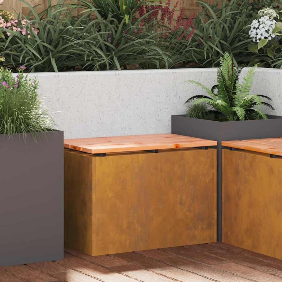 vidaXL Tuinbank Roestig 60 x 40 x 43 cm Cortenstaal afbeelding 1