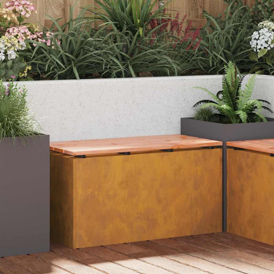 vidaXL Tuinbank Roestig 80 x 40 x 43 cm Cortenstaal afbeelding 1