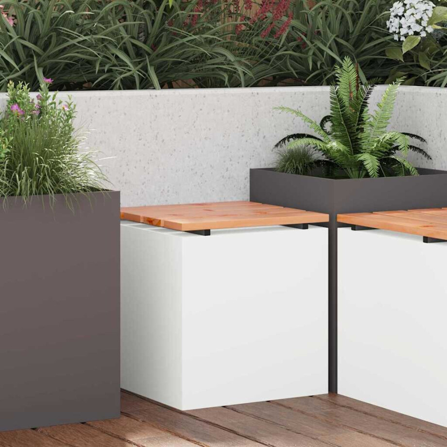 vidaXL Tuinbank Wit 40 x 40 x 43 cm Staal vidaXL Tuinbank Wit 40 x 40 x 43 cm Staal afbeelding 1