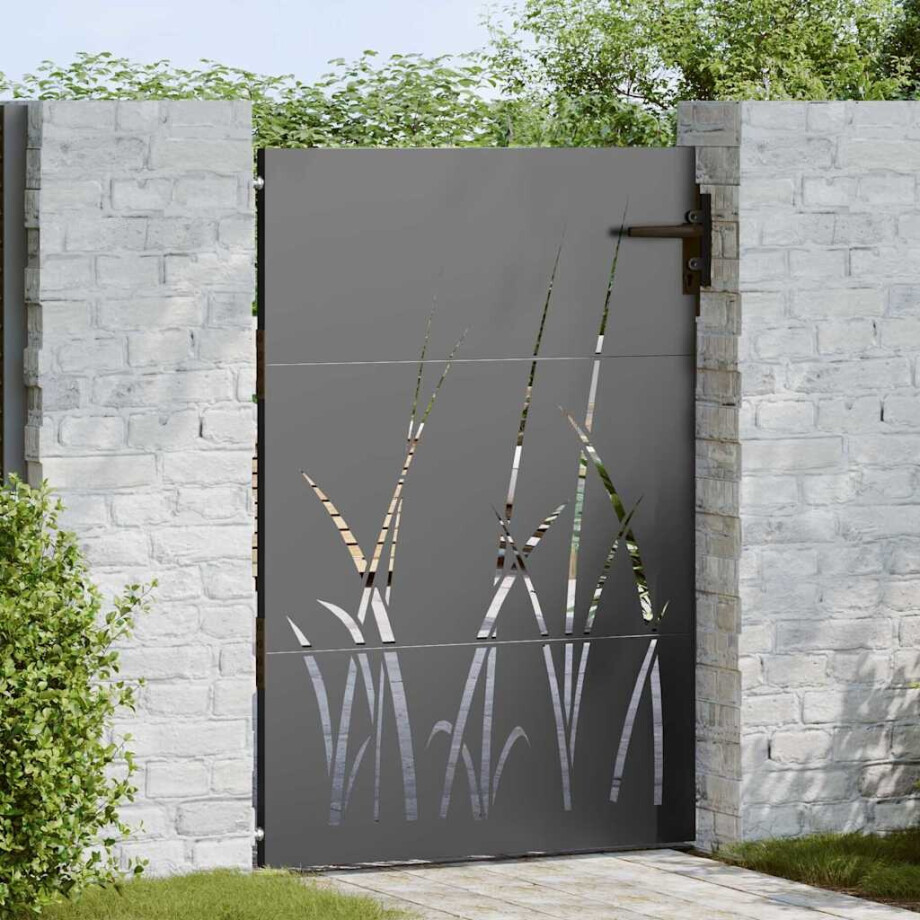 vidaXL Tuinpoort met slot Zwart 85 x 150 cm Poedergecoat staal afbeelding 1