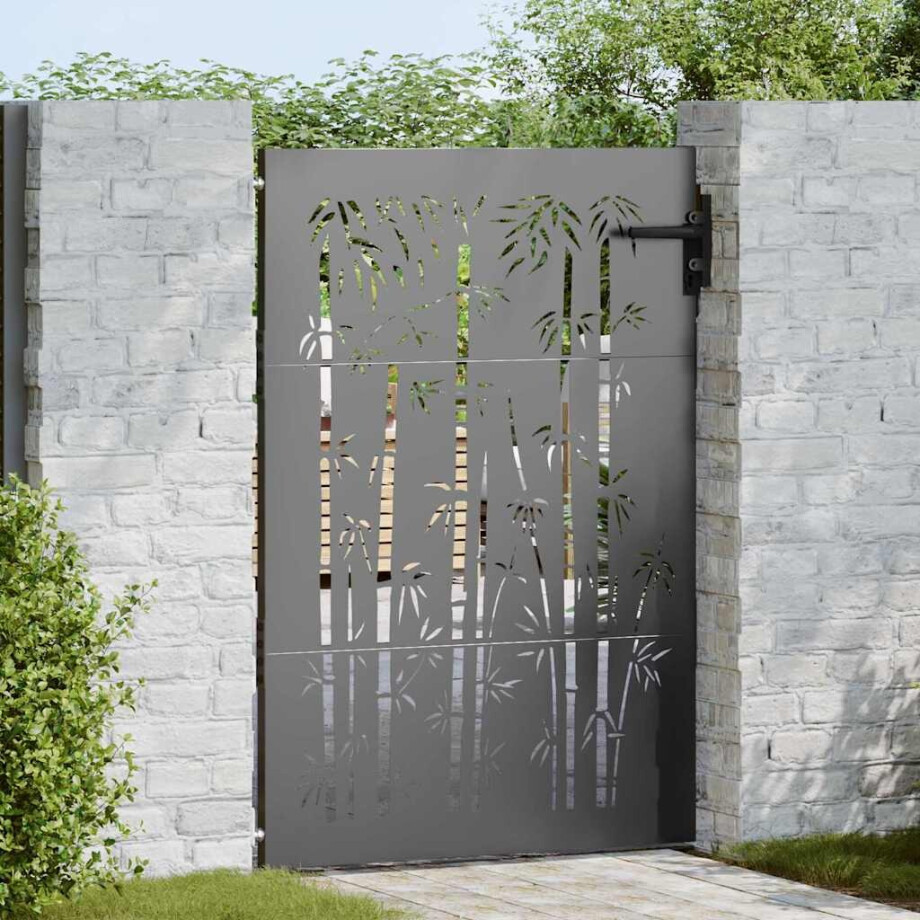 vidaXL Tuinpoort met slot Zwart 85 x 150 cm Poedergecoat staal afbeelding 1