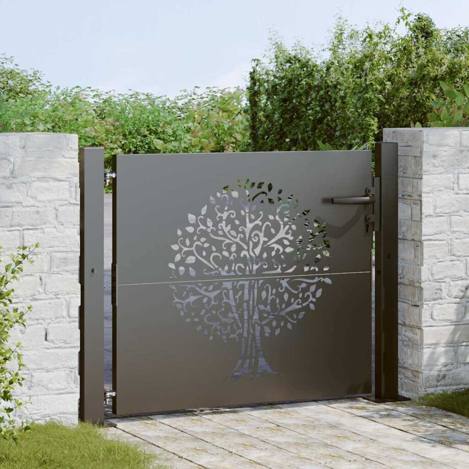 vidaXL Tuinpoort met slot Zwart 110 x 105 cm Poedergecoat staal vidaXL Tuinpoort met slot Zwart 110 x 105 cm Poedergecoat staal afbeelding 1