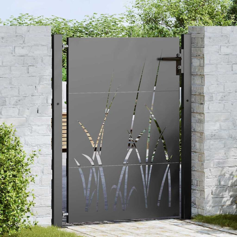 vidaXL Tuinpoort met slot Zwart 110 x 130 cm Poedergecoat staal afbeelding 1