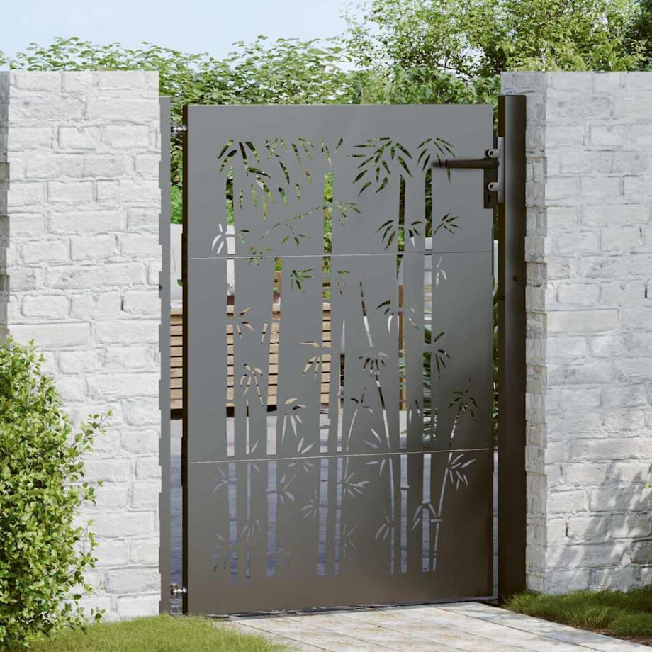 vidaXL Tuinpoort met slot Zwart 110 x 130 cm Gepoedercoat staal afbeelding 1