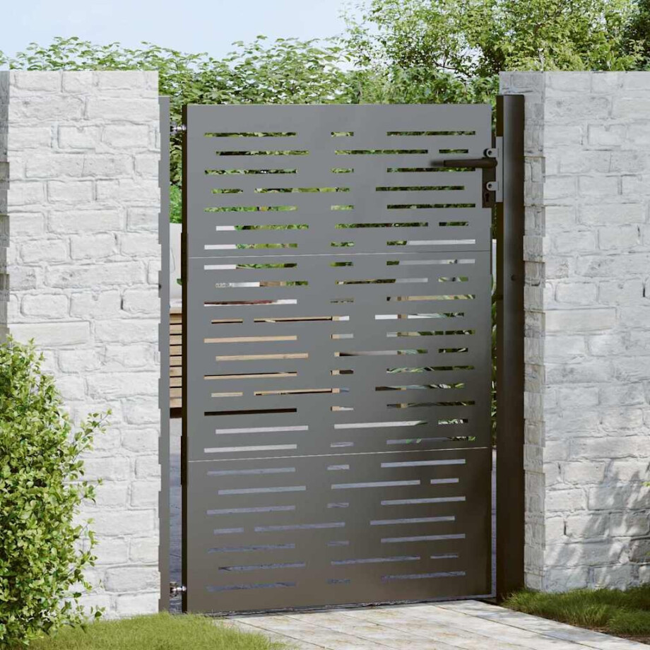 vidaXL Tuinpoort met slot Zwart 110 x 130 cm Gepoedercoat staal afbeelding 1