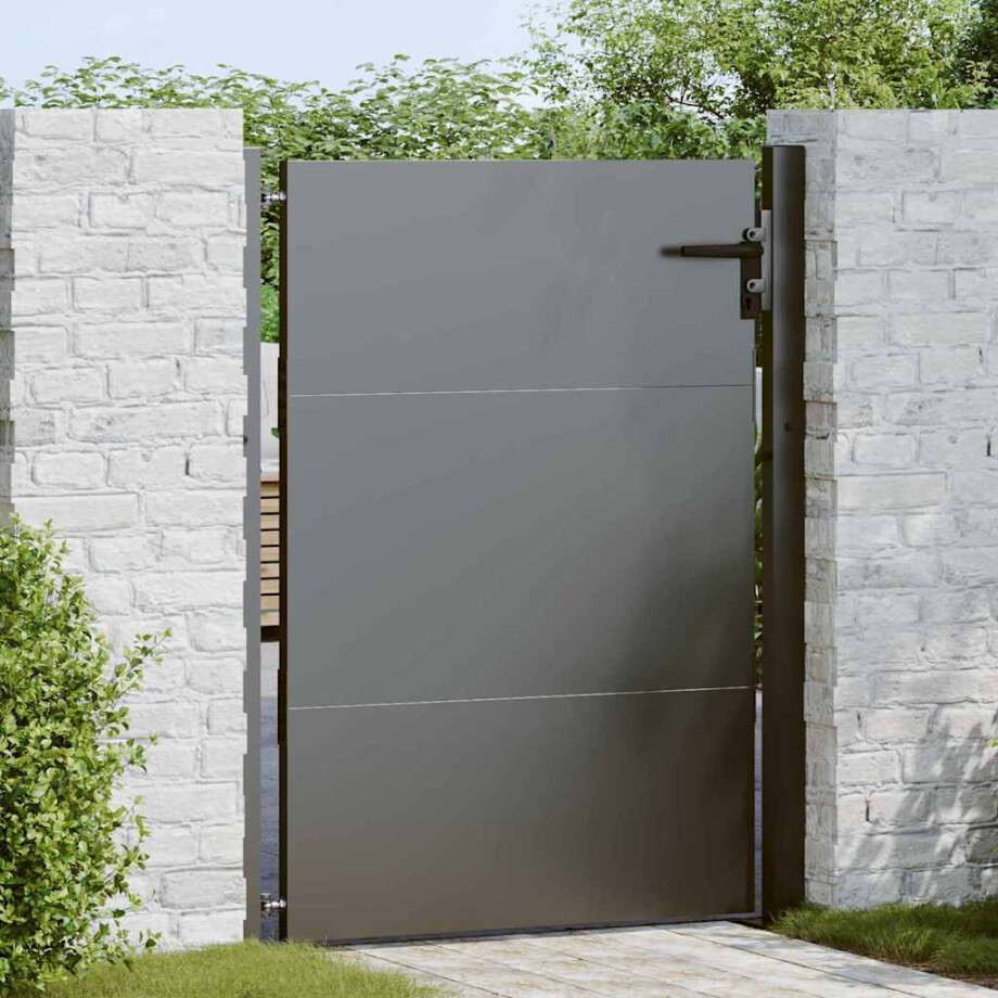 vidaXL Tuinpoort met slot Zwart 105 x 130 cm Gepoedercoat staal vidaXL Tuinpoort met slot Zwart 105 x 130 cm Gepoedercoat staal afbeelding 1