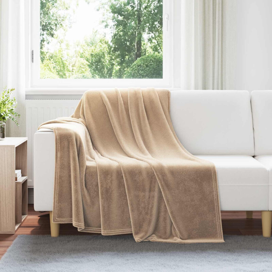 vidaXL Gooi Deken Kameel 150 x 200 cm Fleece vidaXL Gooi Deken Kameel 150 x 200 cm Fleece afbeelding 1