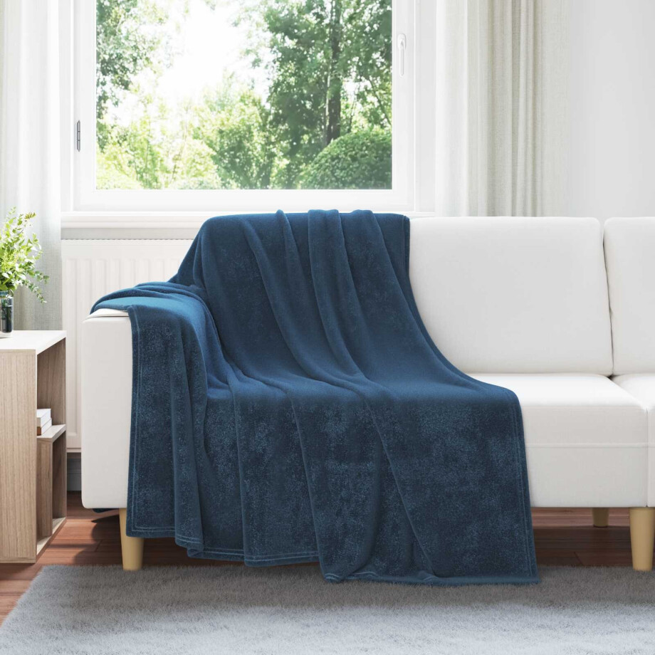 vidaXL Gooi Deken Marineblauw 150 x 200 cm Fleece vidaXL Gooi Deken Marineblauw 150 x 200 cm Fleece afbeelding 1