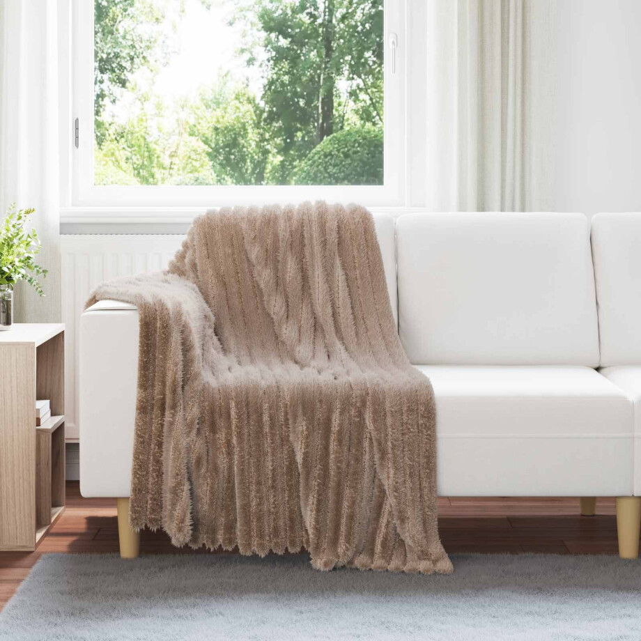 vidaXL Gooi Deken Kameel 150 x 130 cm Fleece afbeelding 1