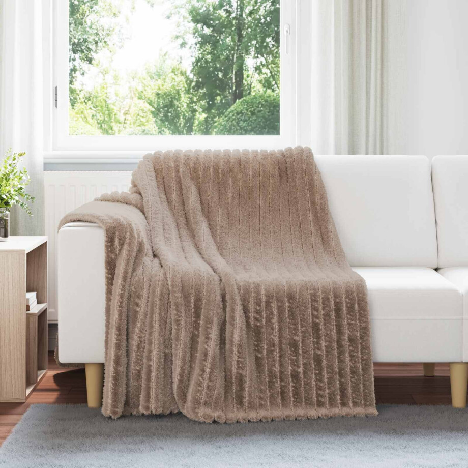 vidaXL Gooi Deken Kameel 200 x 150 cm Fleece afbeelding 1
