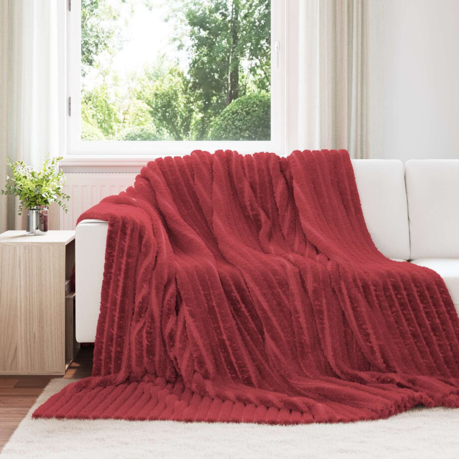 vidaXL Gooi Deken Bordeaux Rood 270 x 240 cm Fleece afbeelding 1
