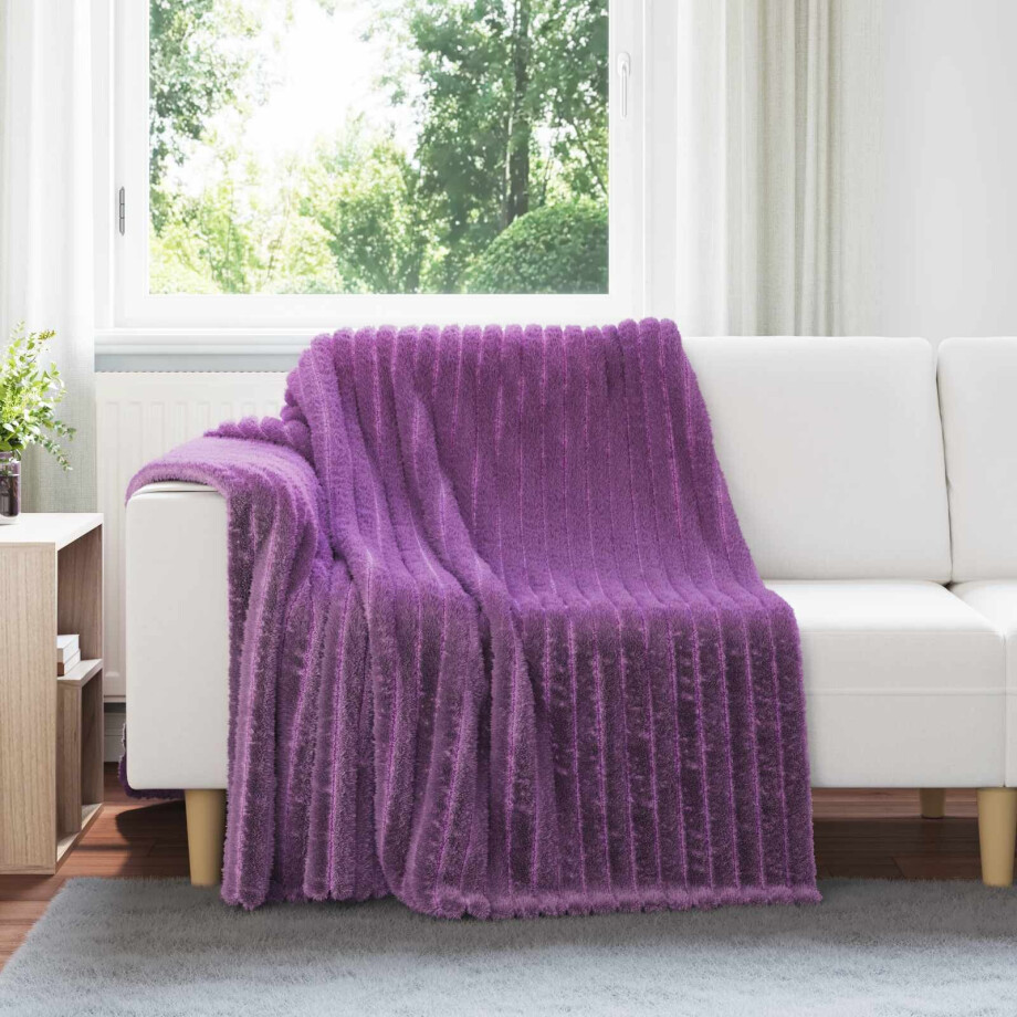vidaXL Gooi Deken Paars 200 x 150 cm Fleece afbeelding 1