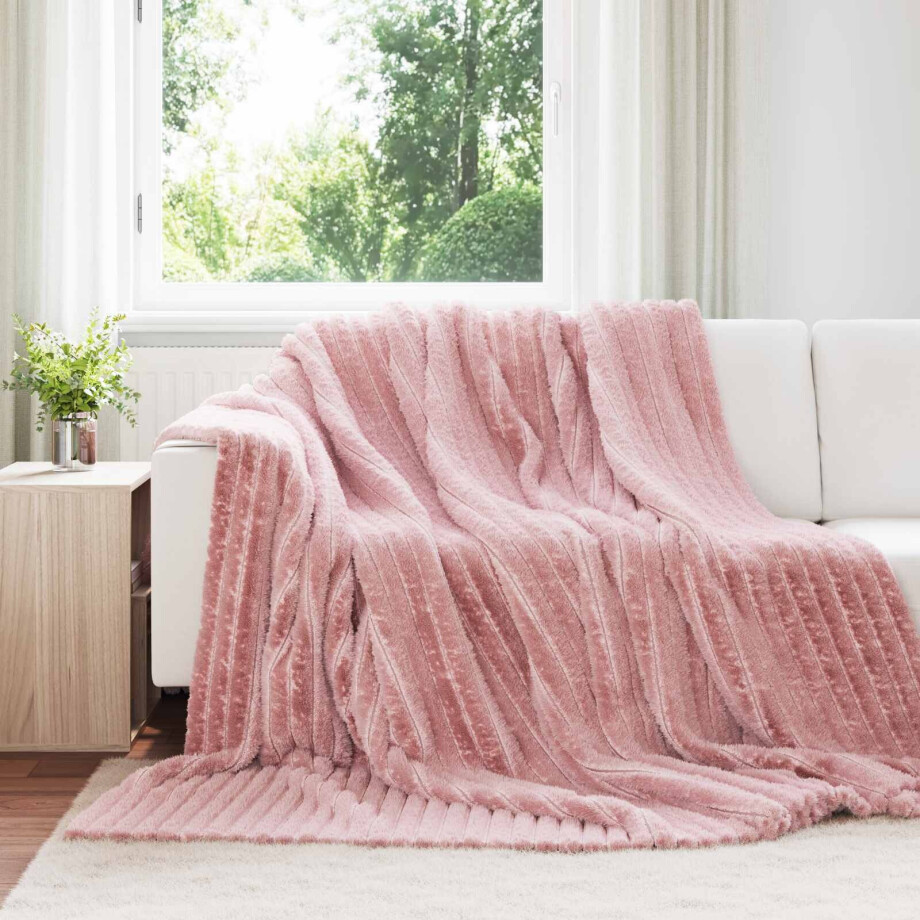 vidaXL Gooi Deken Roze 270 x 240 cm Fleece afbeelding 1