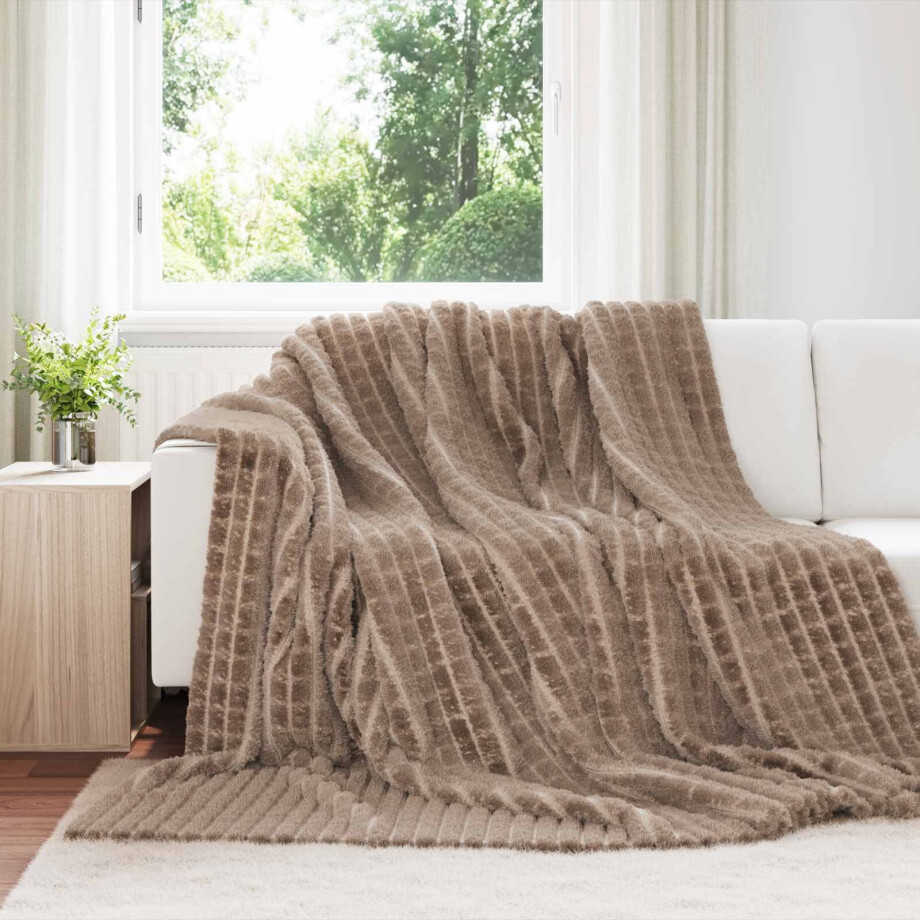 vidaXL Gooi Deken Kameel 240 x 220 cm Fleece afbeelding 1