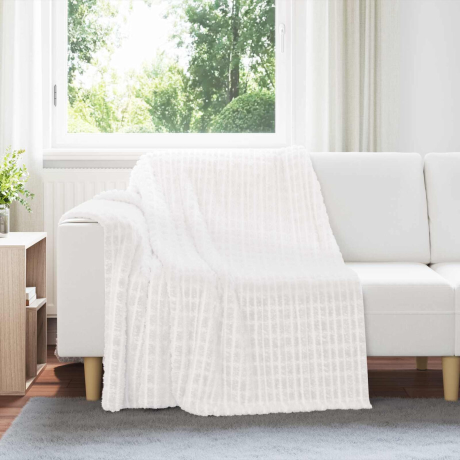 vidaXL Gooi Deken Wit 200 x 150 cm Fleece afbeelding 1