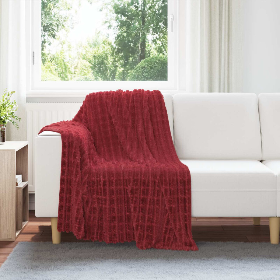 vidaXL Gooi Deken Bordeaux Rood 150 x 130 cm Fleece afbeelding 1