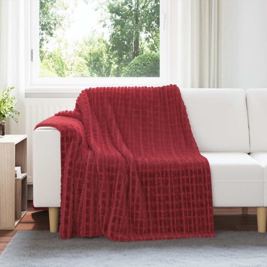 vidaXL Gooi Deken Bordeaux Rood 200 x 150 cm Fleece afbeelding 1