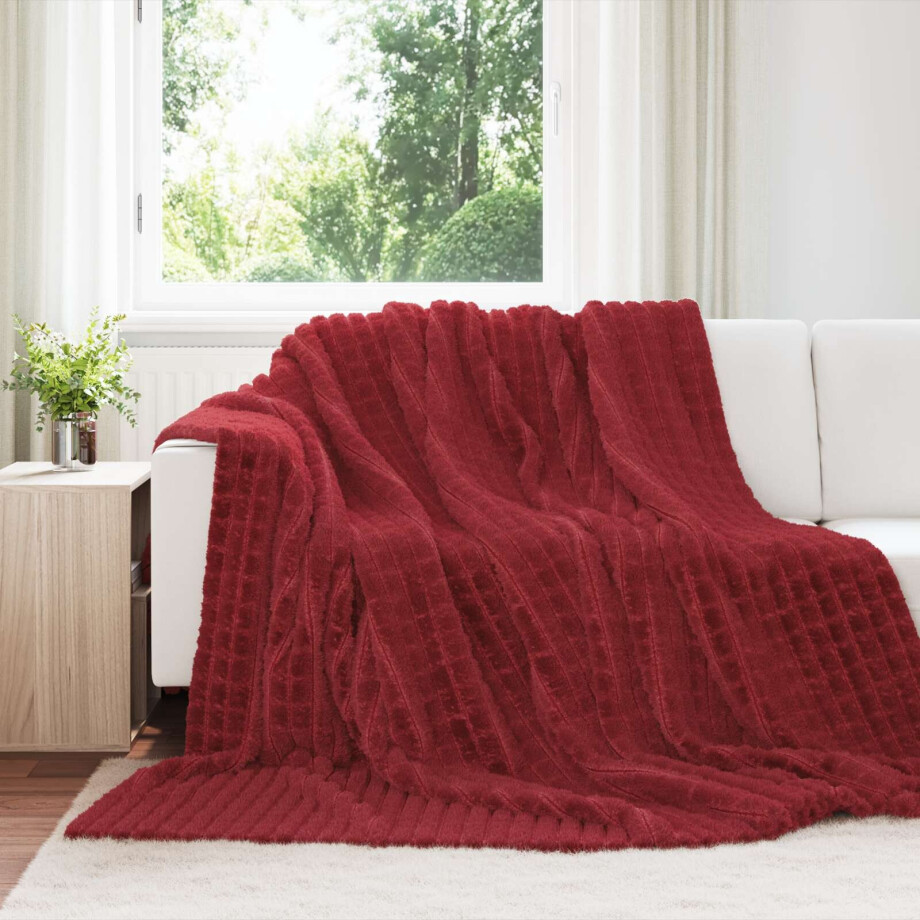 vidaXL Gooi Deken Bordeaux Rood 270 x 240 cm Fleece afbeelding 1