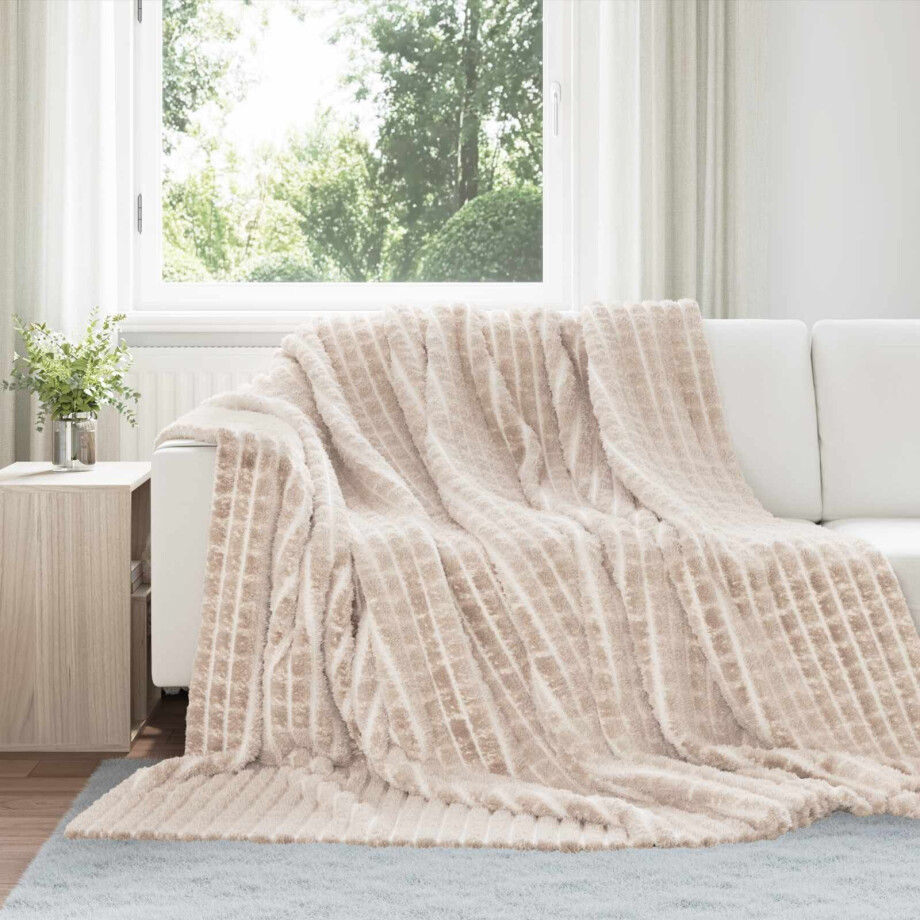 vidaXL Kleden 6 pcs Beige 240 x 220 cm Fleece afbeelding 1