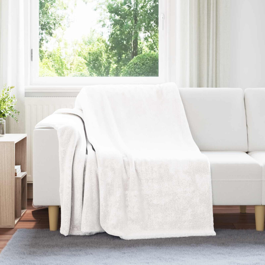 vidaXL Gooi Deken Wit 150 x 200 cm Fleece afbeelding 1