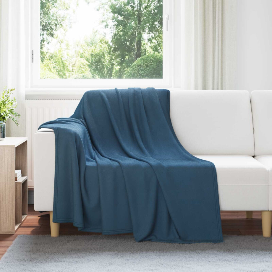 vidaXL Gooi Deken Marineblauw 200 x 150 cm Fleece afbeelding 1