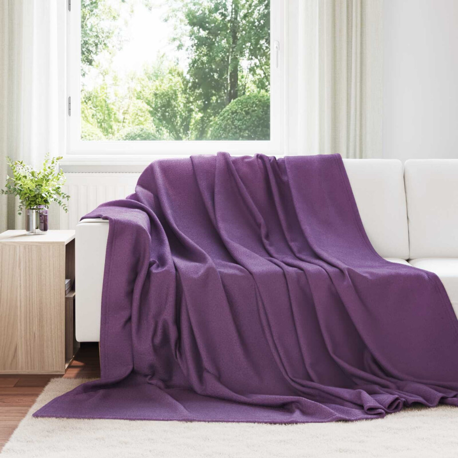vidaXL Gooi Deken Paars 270 x 240 cm Fleece afbeelding 1