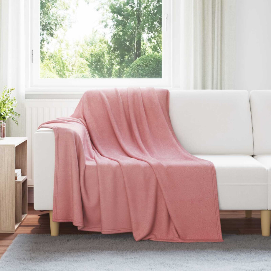 vidaXL Gooi Deken Roze 200 x 150 cm Fleece afbeelding 1