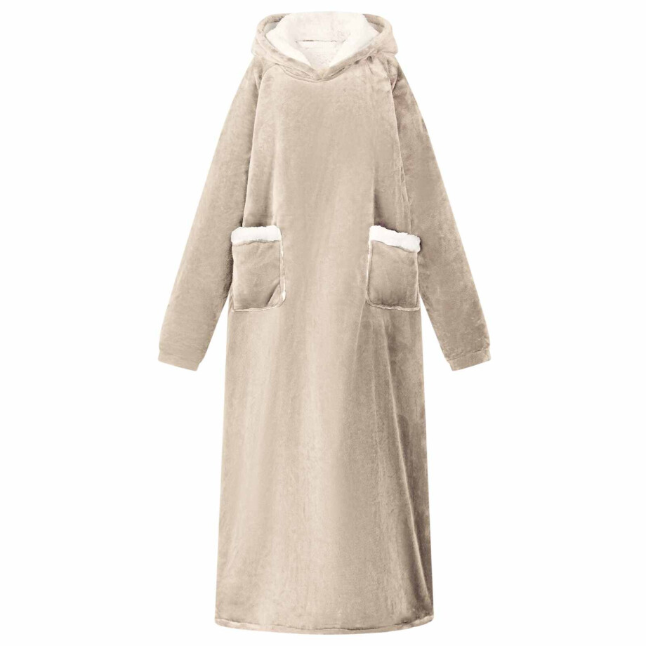 vidaXL Deken hoodie Beige l Fleece en Flanel afbeelding 1
