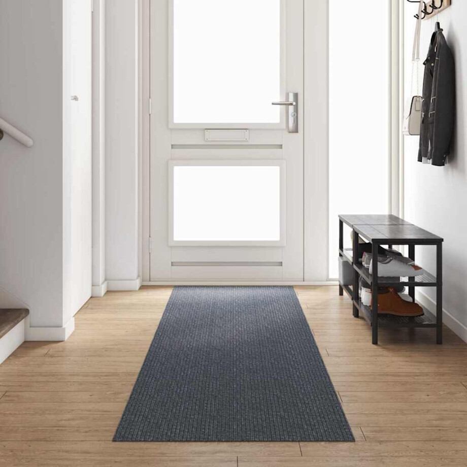 vidaXL Tapijt Loper Grijs 80 x 400 cm Stof vidaXL Tapijt Loper Grijs 80 x 400 cm Stof afbeelding 1