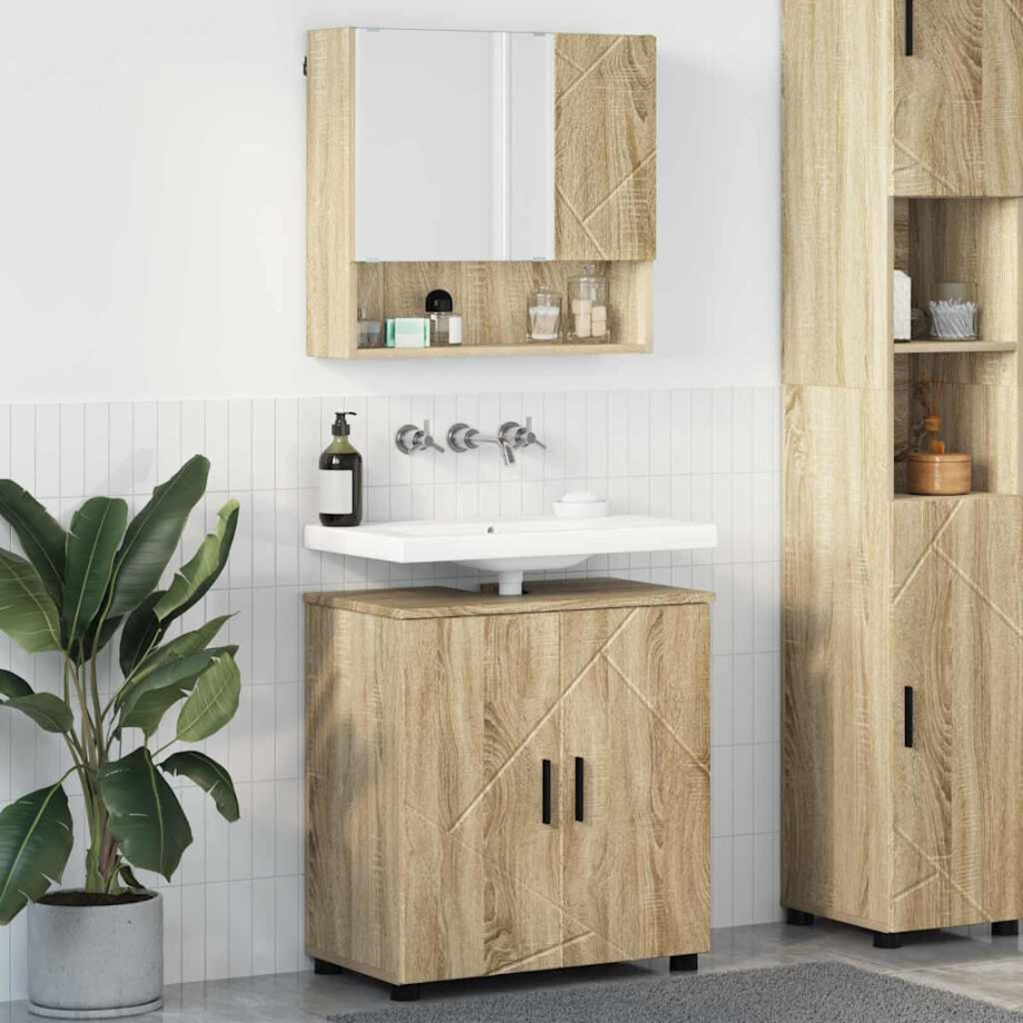 vidaXL Badkamermeubelset met opslag 2 pcs Sonoma eiken 61 x 35 x 64 cm vidaXL Badkamermeubelset met opslag 2 pcs Sonoma eiken 61 x 35 x 64 cm afbeelding 1