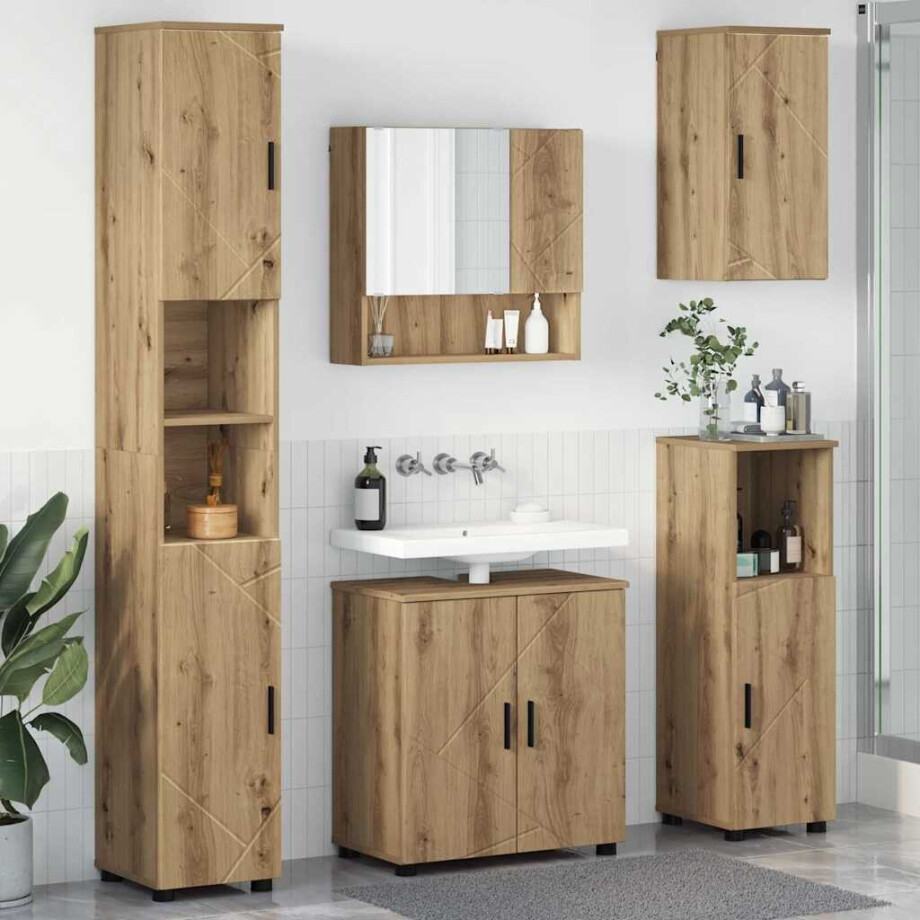 vidaXL Badkamermeubelset 5 st Artisan Eiken 61 x 35 x 64 cm afbeelding 1