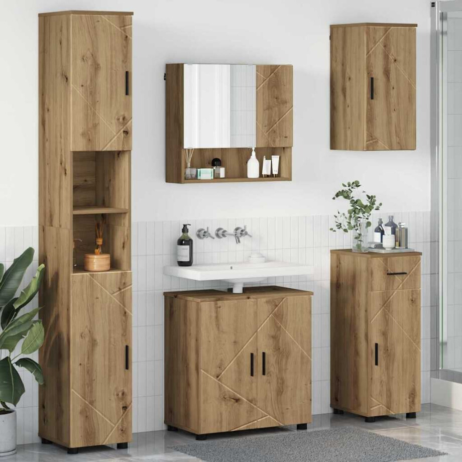 vidaXL Badkamermeubelset 5 st Artisan Eiken 61 x 35 x 64 cm afbeelding 1