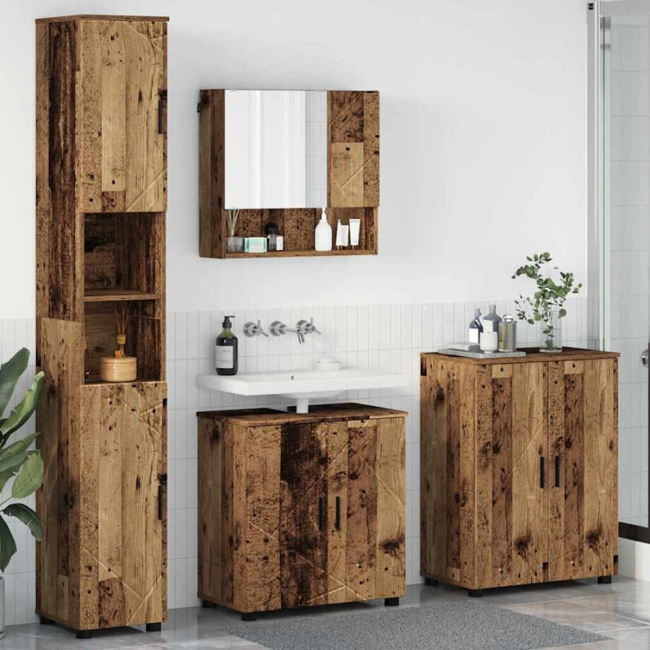 vidaXL Badkamermeubelset 4 pcs Oud hout 61 x 35 x 64 cm Bewerkt hout vidaXL Badkamermeubelset 4 pcs Oud hout 61 x 35 x 64 cm Bewerkt hout afbeelding 1