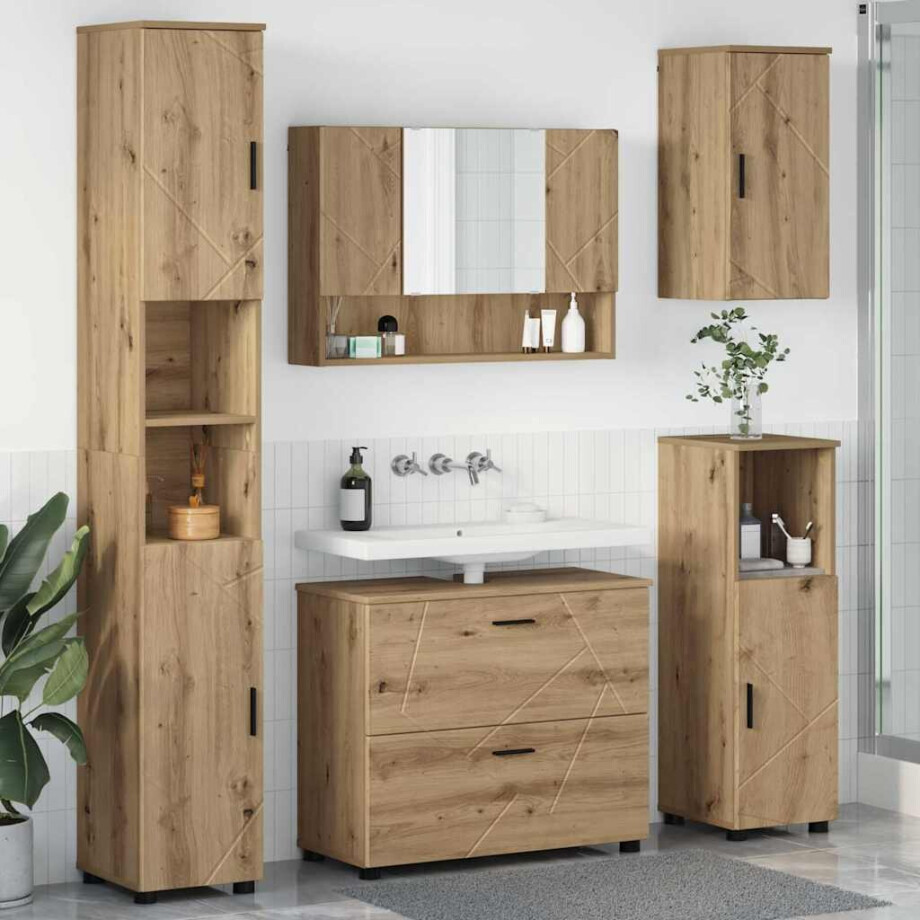 vidaXL Badkamermeubelset 5 st Artisan Eiken 35 x 30 x 192 cm afbeelding 1