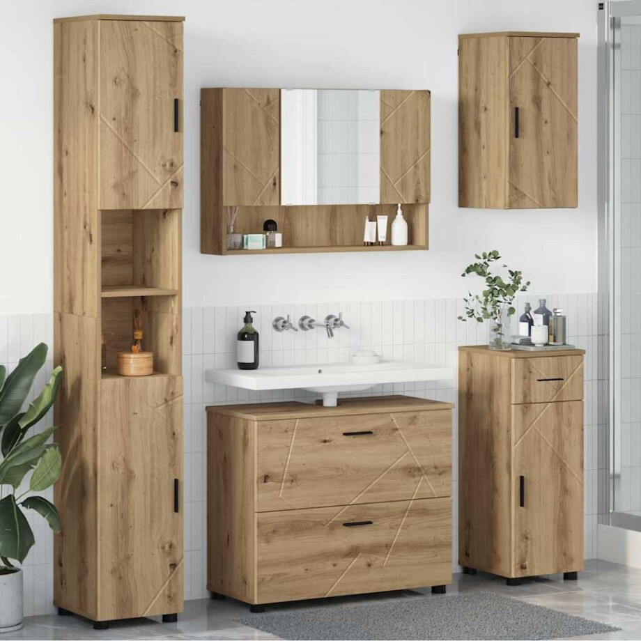 vidaXL Badkamermeubelset 5 st Artisan Eiken 35 x 30 x 192 cm afbeelding 1