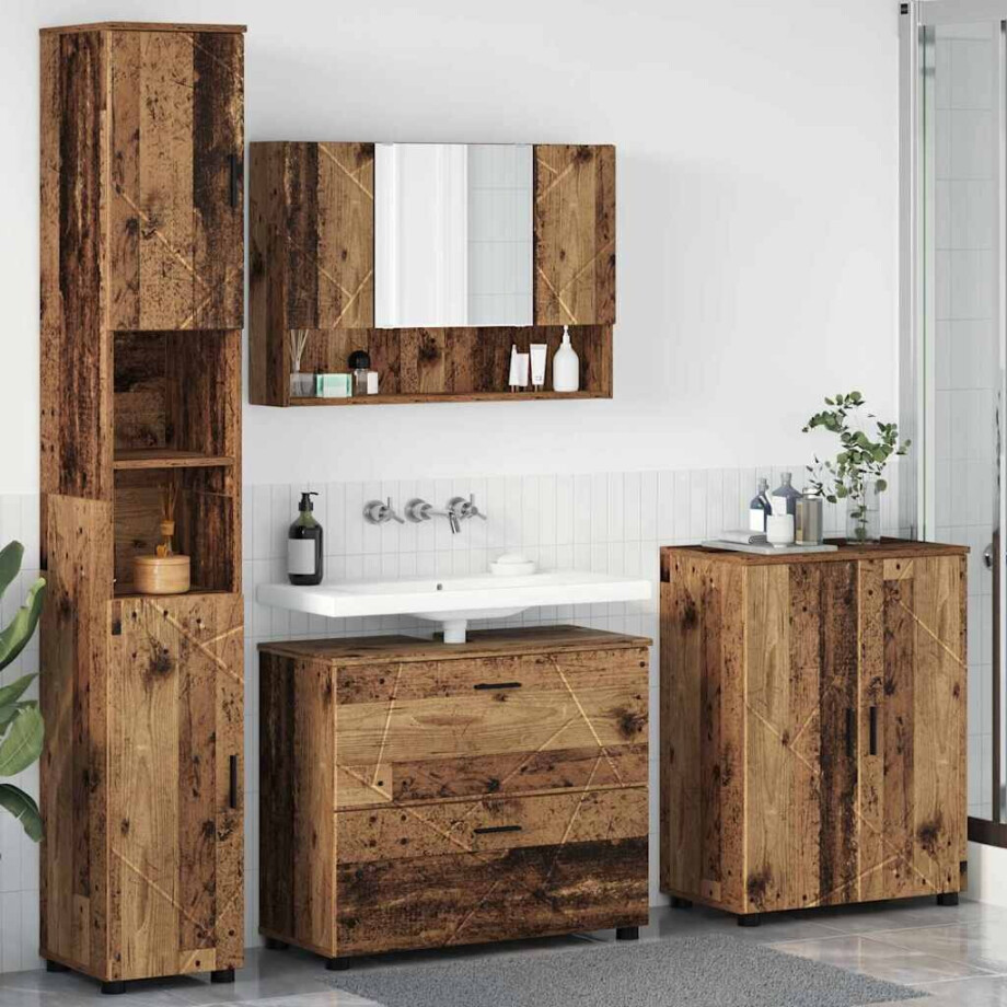 vidaXL Badkamermeubelset 4 pcs Oud hout 30 x 35 x 192 cm Bewerkt hout vidaXL Badkamermeubelset 4 pcs Oud hout 30 x 35 x 192 cm Bewerkt hout afbeelding 1
