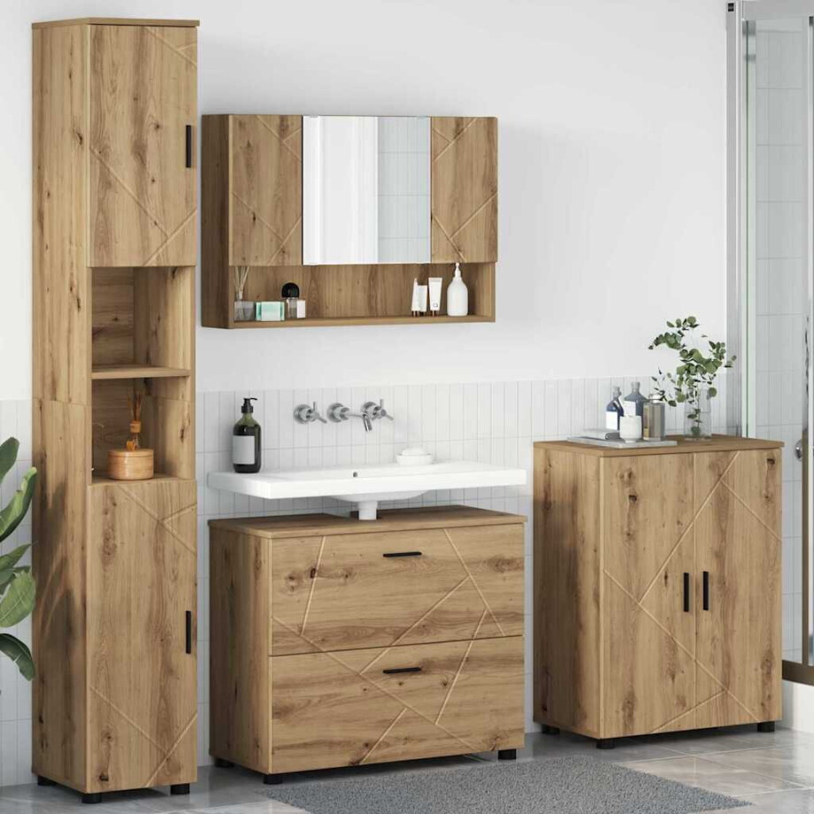 vidaXL Badkamermeubelset 4 st Artisan Eiken 35 x 30 x 192 cm vidaXL Badkamermeubelset 4 st Artisan Eiken 35 x 30 x 192 cm afbeelding 1